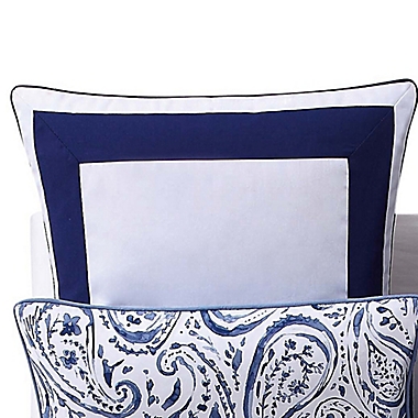 Indienne Paisley European Pillow Sham in Navy/White. View a larger version of this product image.