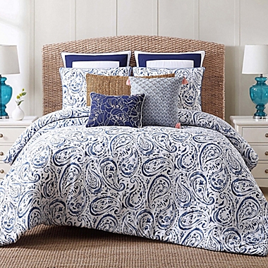 Indienne Paisley European Pillow Sham in Navy/White. View a larger version of this product image.