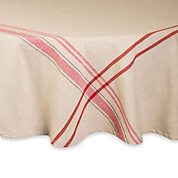 French Stripe 70-Inch Round Tablecloth in Red/White