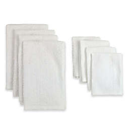 8-Piece Terry Kitchen Towel and Bar Mop Dish Cloth Set in White