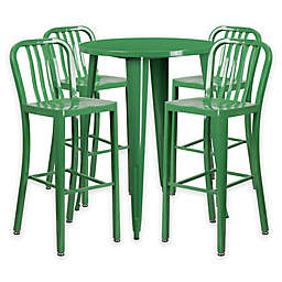 Flash Furniture 5-Piece 30-Inch Round Metal Bar Table and Industrial Stools Set
