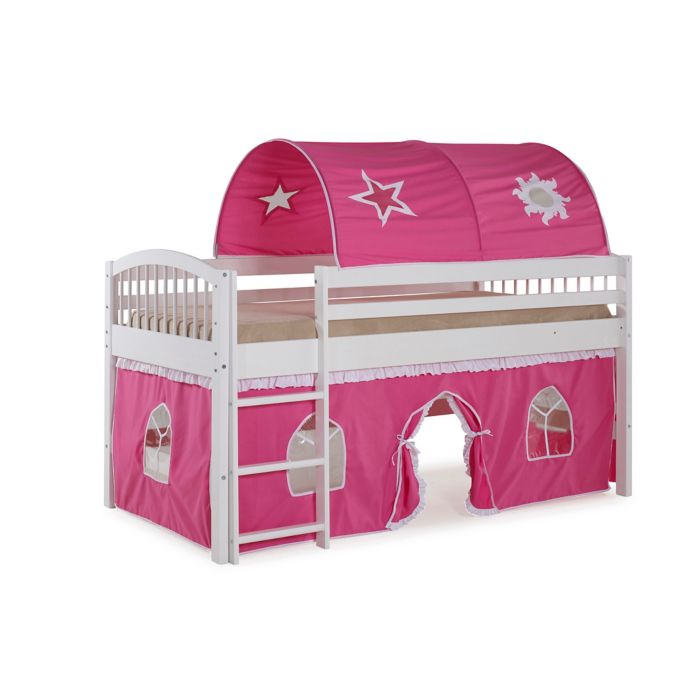 Addison Junior Loft Bed With Tent And Playhouse In White Pink