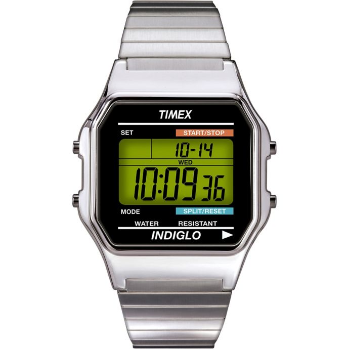 Timex® Classic Digital Men's 34mm Watch in Stainless Steel with Extra