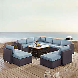 Norbourne Isle 8-Piece Resin Wicker Outdoor Sectional Set with Cushions in Mist