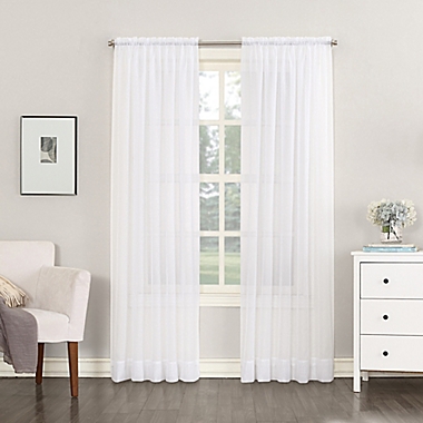 No.918&reg; Emily Sheer Voile 95-Inch Rod Pocket Window Curtain Panel in White (Single). View a larger version of this product image.