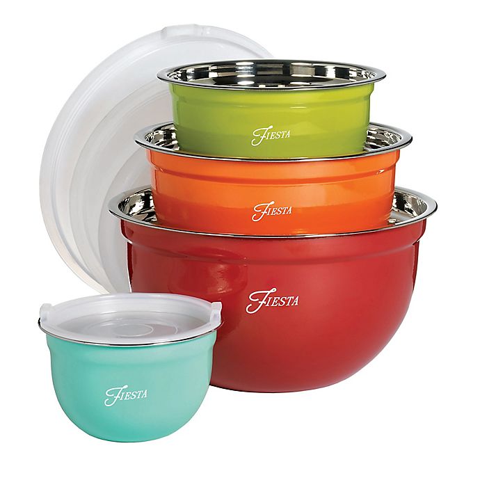Set of 3 Bright Colours Mixing Bowl With Lid Microwave Safe Food Storage Bowls