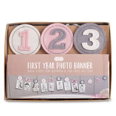 Mud Pie&reg; First Year Photo Banner in Pink. View a larger version of this product image.