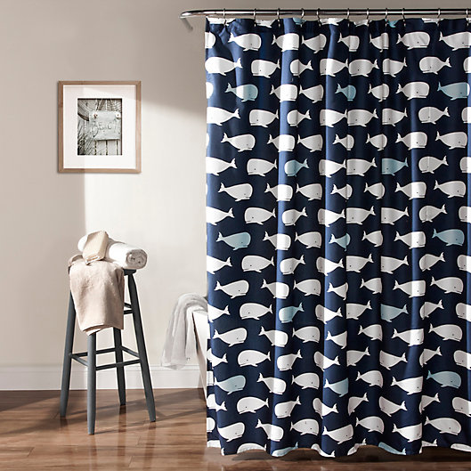 Alternate image 1 for Lush Decor® Whale Shower Curtain in Navy