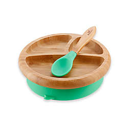 Avanchy Bamboo + Silicone Suction Divided Infant Plate and Spoon