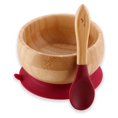 Avanchy Bamboo + Silicone Suction Baby Bowl and Spoon