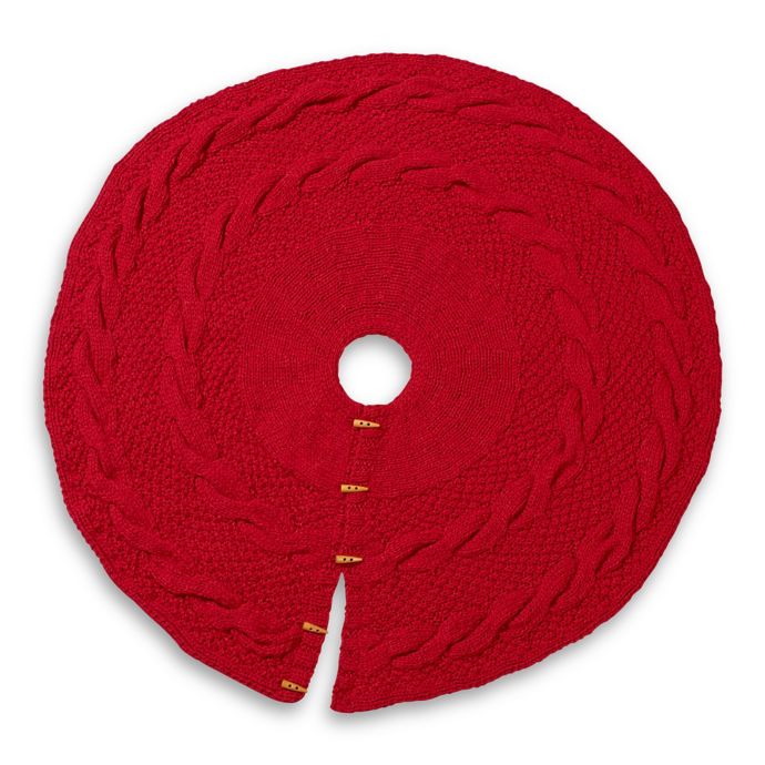 Homespun Knit Tree Skirt in Red Bed Bath & Beyond