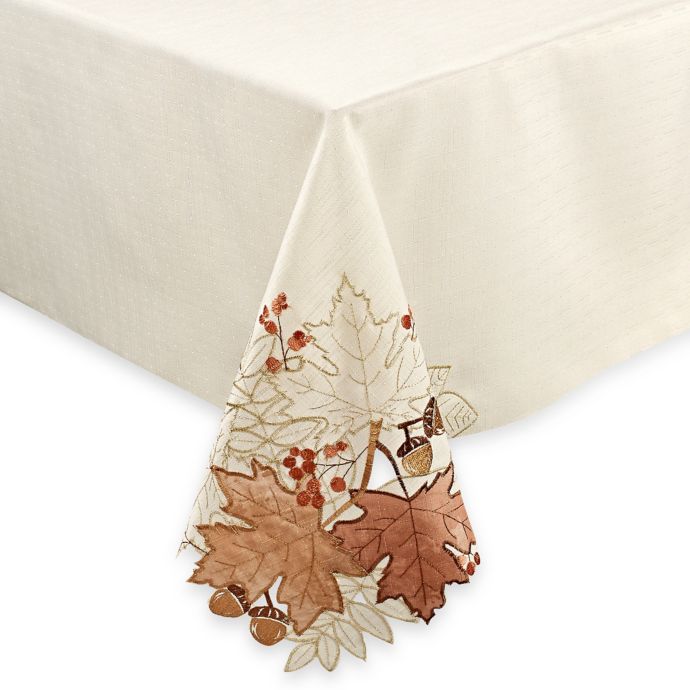 Sam Hedaya Burwell Leaf Cutwork Tablecloth in Ivory Bed Bath and