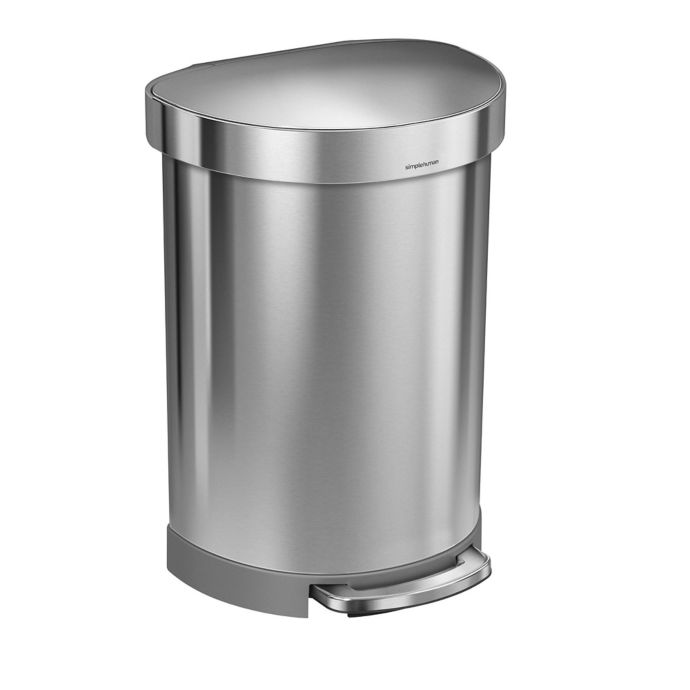 Simplehuman Semi Round 60 Liter Step On Trash Can With Liner Rim Bed Bath Beyond