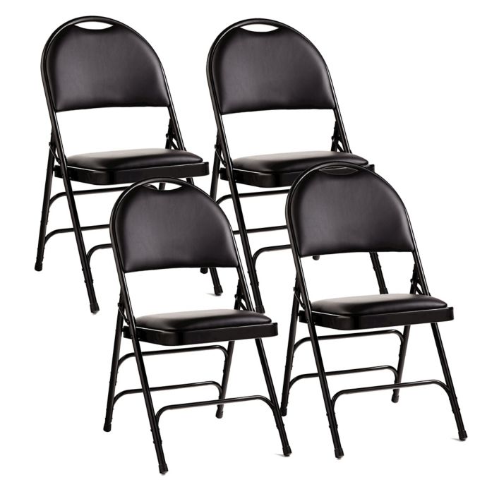 Samsonite Padded Fanback Leather Memory Foam Folding Chairs Set Of 4 Bed Bath Beyond