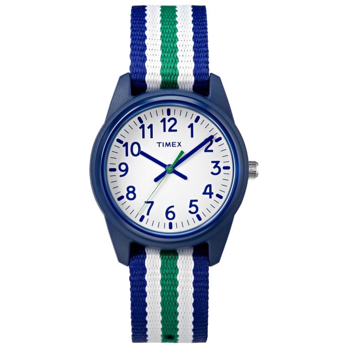 Timex® Time Machines Children's 30mm Watch with Blue/Green/White Nylon