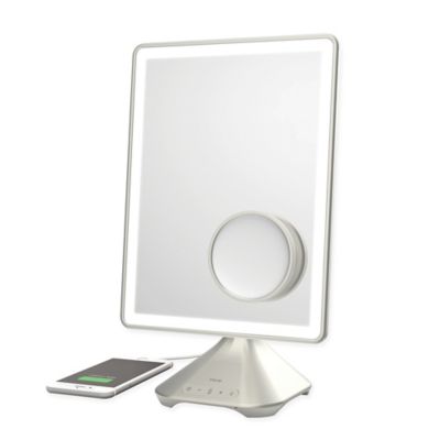 ihome portable lighted vanity mirror with bluetooth speaker