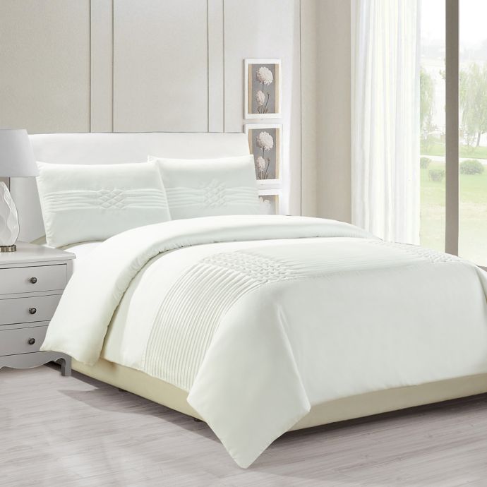 Kensie Geonna Full Queen Duvet Cover Set In White Bed Bath Beyond