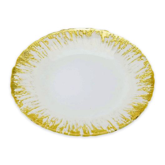Classic Touch Trophy Milk Glass Plates With Flashy Gold Design Set Of 4 Bed Bath Beyond