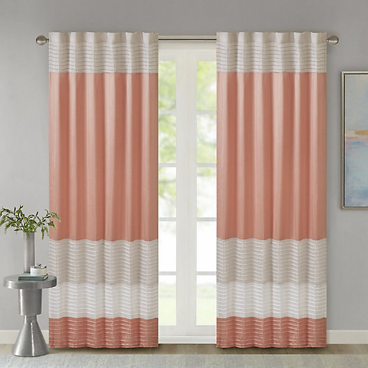 Alternate image 1 for Madison Park Amherst 84-Inch Rod Pocket/Back Tab Window Curtain Panel in Coral (Single)