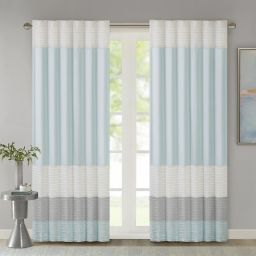Madison Park Amherst 84-Inch Rod Pocket/Back Tab Window Curtain Panel in Aqua (Single)
