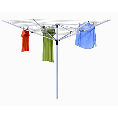 Honey-Can-Do&reg; Outdoor Umbrella Clothes Line Dryer in White. View a larger version of this product image.