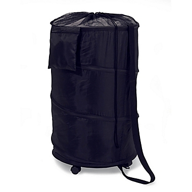 Honey Can Do Pop-Up Wheeled Hamper in Black. View a larger version of this product image.