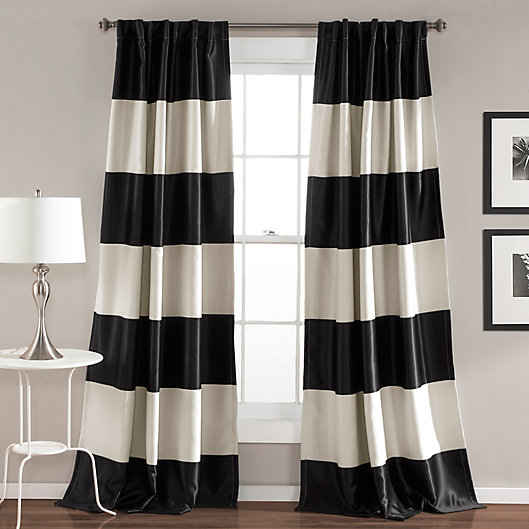 Alternate image 1 for Montego Stripe Rod Pocket Room Darkening Window Curtain Panel Pair (Single)