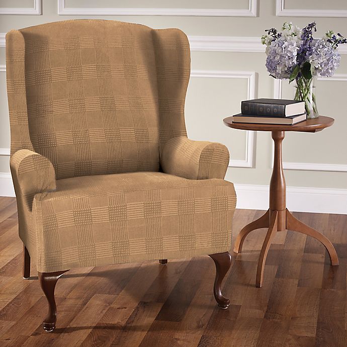 Stretch Plaid Wingback Chair Slipcover Bed Bath Beyond