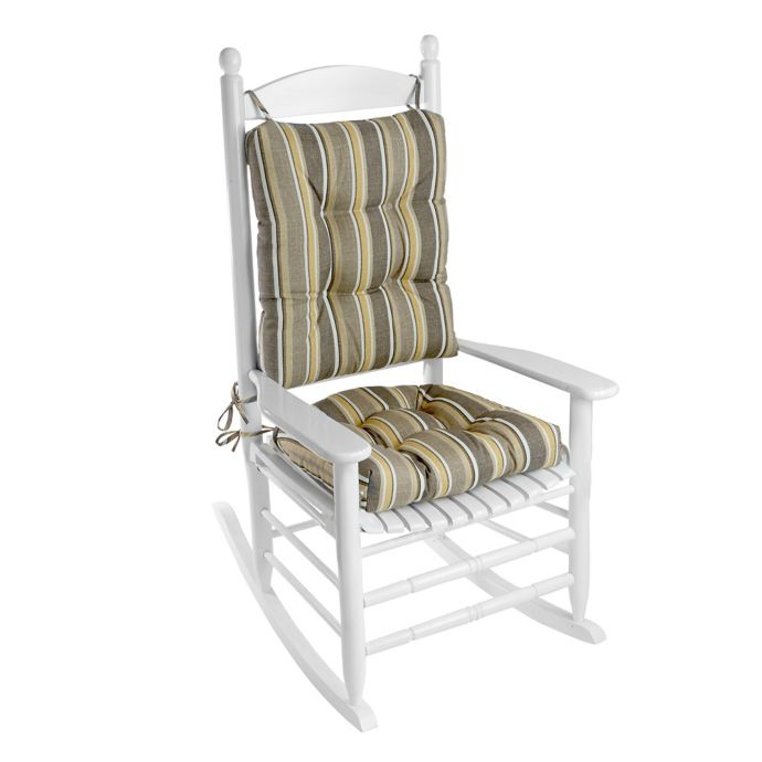 Klear Vu Brady Stripe Easy Care 2-Piece Rocking Chair Pad Set in Grey