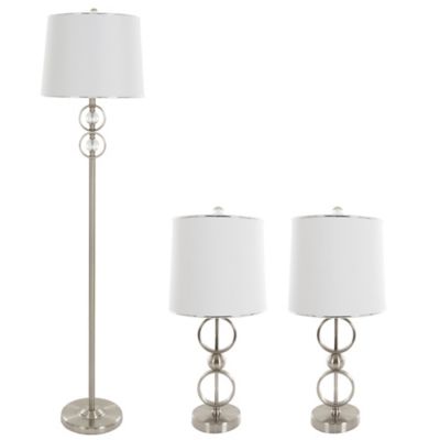 3 Piece Modern Table And Floor Lamp Set, Matching Floor And Table Lamp Sets