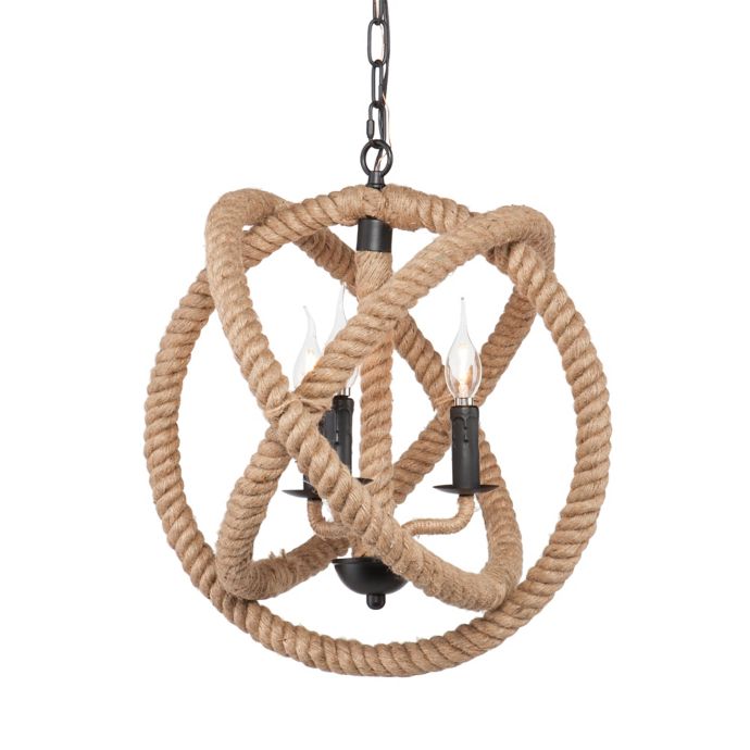 Southern Enterprises Mayberly 3 Light Rope Orb Pendant Light