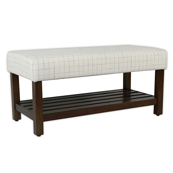 HomePop Decorative Stripe Bench with Storage in Natural ...