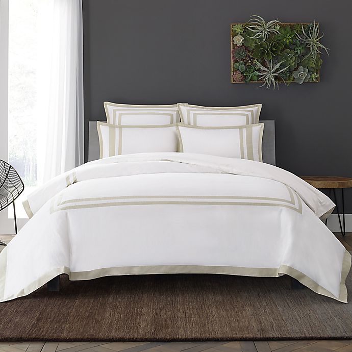 Wamsutta Hotel Border Micro Cotton, Bed Bath And Beyond Duvet Covers Queen