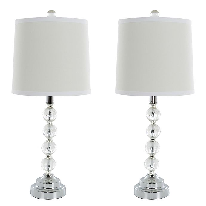 Crystal Table Lamp In Silver, Glass Ball Table Lamp With Velvet Look Shade Silver