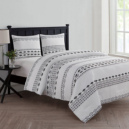 Vcny Home Azteca 3 Piece Comforter Set, Black And White Aztec Duvet Cover Set