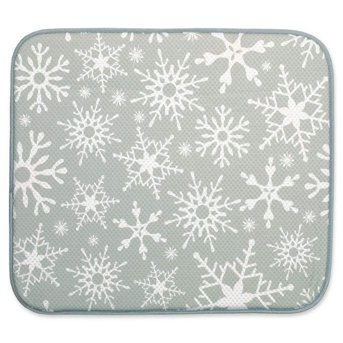 The Original Holiday Snowflake Dish Drying Mat In Grey Bed Bath