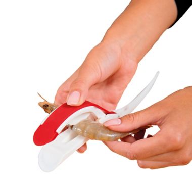 Zyliss&reg; Prawn & Shrimp Tool in White/Red. View a larger version of this product image.