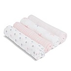aden® by aden + anais® Doll 4-Pack Cotton Muslin Swaddles in Pink