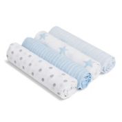 aden + anais&trade; essentials Dapper 4-Pack Cotton Muslin Swaddles in Blue