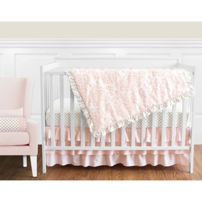 pink and gold crib skirt