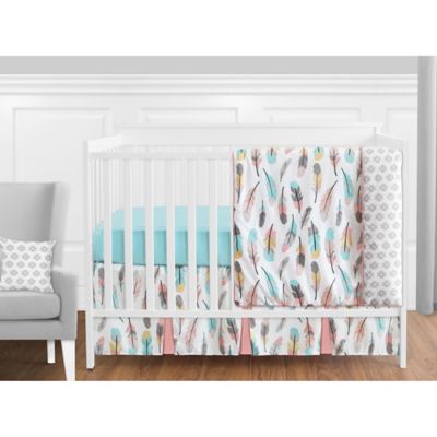 coral and grey crib bedding