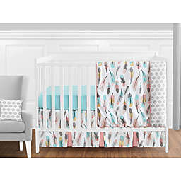 Sweet Jojo Designs® Feather Crib Bedding Collection in Turquoise/Coral