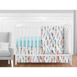 Sweet Jojo Designs Feather Crib Bedding Collection In Turquoise