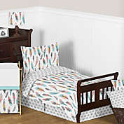 Sweet Jojo Designs Feather 5-Piece Toddler Bedding Set in Turquoise/Coral