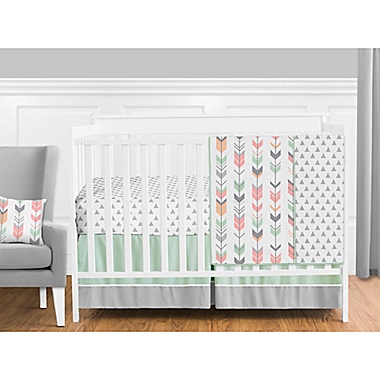 Sweet Jojo Designs Mod Arrow Crib Bedding Collection in Coral/Mint. View a larger version of this product image.