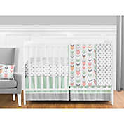 Sweet Jojo Designs Mod Arrow Crib Bedding Collection in Coral/Mint