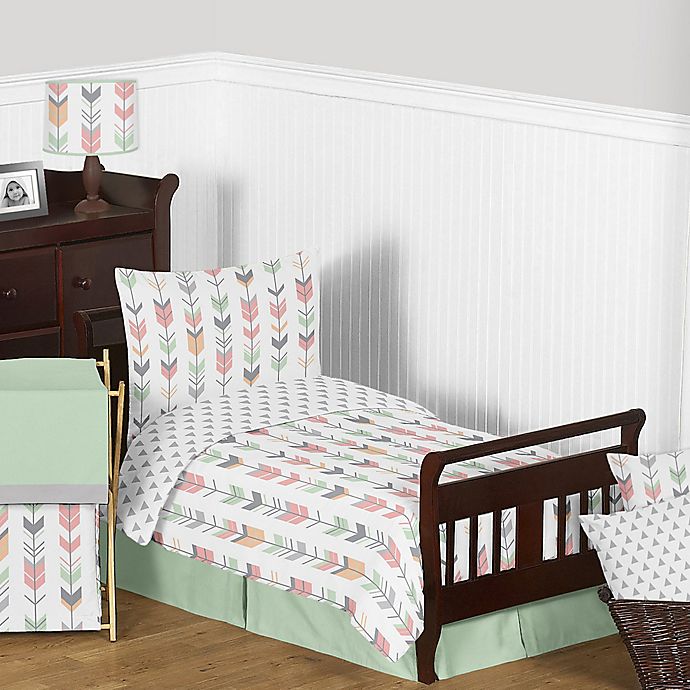 Alternate image 1 for Sweet Jojo Designs Mod Arrow Toddler Bedding Collection in Coral/Mint