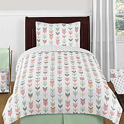 Sweet Jojo Designs Mod Arrow 4-Piece Twin Comforter Set in Coral/Mint