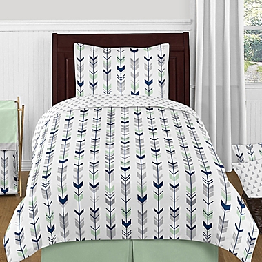 Sweet Jojo Designs Mod Arrow 4-PieceTwin Comforter Set in Grey/Mint. View a larger version of this product image.