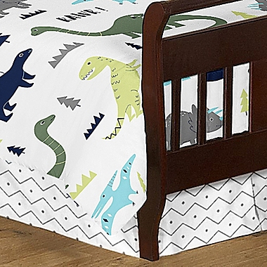 Sweet Jojo Designs Mod Dinosaur 5-Piece Toddler Bedding Set in Turquoise/Navy. View a larger version of this product image.